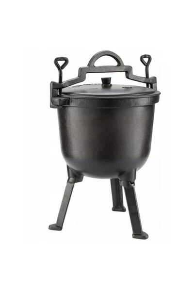 Kinghoff Enameled cast iron cauldron with legs and lid, 10 liters, black,