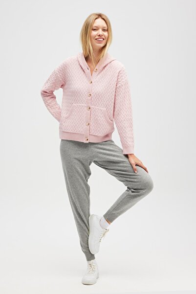 Peraluna Yvonne Hooded Pocket Knit Cardigan - Light Pink