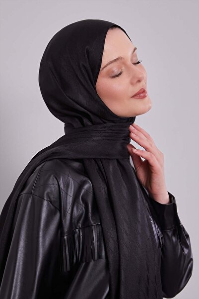 Levidor Siyah Örgü Desen Jakar Şal