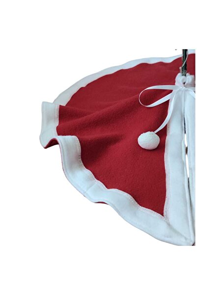 MODA NUR Christmas Tree Skirt, Pine Tree Foot Carpet Cover, Red Color, Plush, 80 cm
