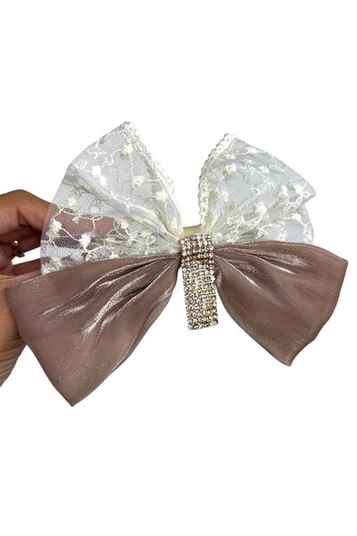 TAKIŞTIR Αυτόματη πόρπη με κορδέλα καφέ και λεπτομέρεια από πέτρα