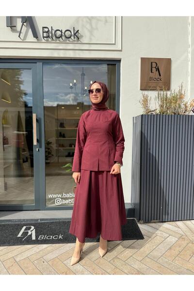 QOOQ STORE 26Fw210 Embroidery Detailed Women's Suit Burgundy