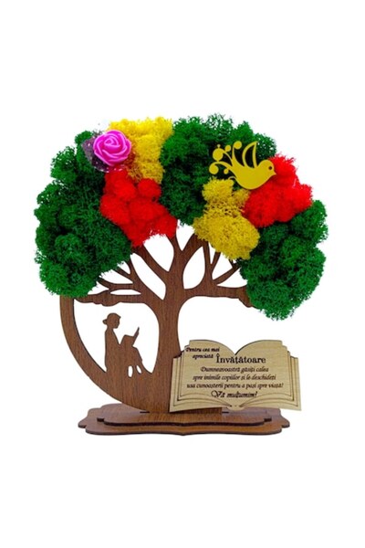 OEM Tree Decoration with Stabilized Moss and Message for Teacher, model 2 – 20 cm, personalized handma