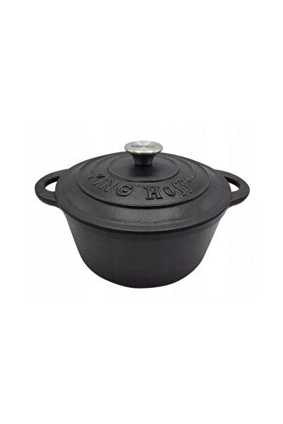 Kinghoff Cast iron pot 2.4 liters, 22cm saucepan with lid, black,