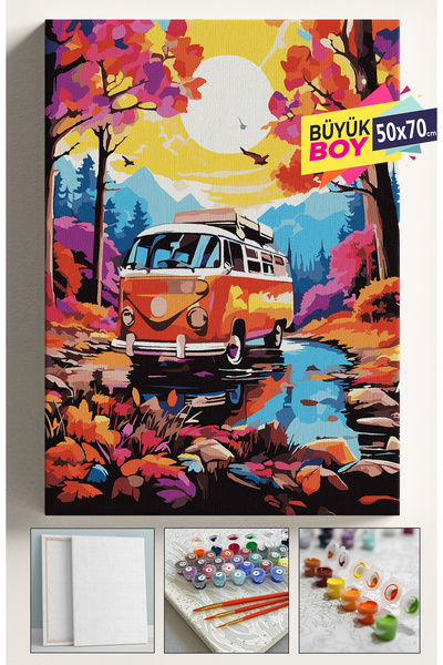 Genel Markalar Sayılarla Boyama Seti Numaralı Tuval Fırça Boya Dahil Kasnaklı...