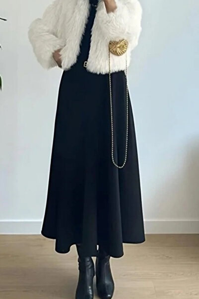 Tesettür Diyarı Fusta Tesettür din material Scuba - Negru