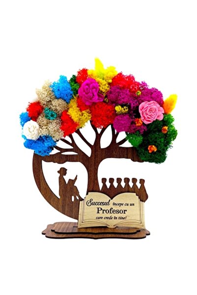 OEM Decorațiune copacul vieții cu licheni (4 anotimpuri) și mesaj pentru prof...