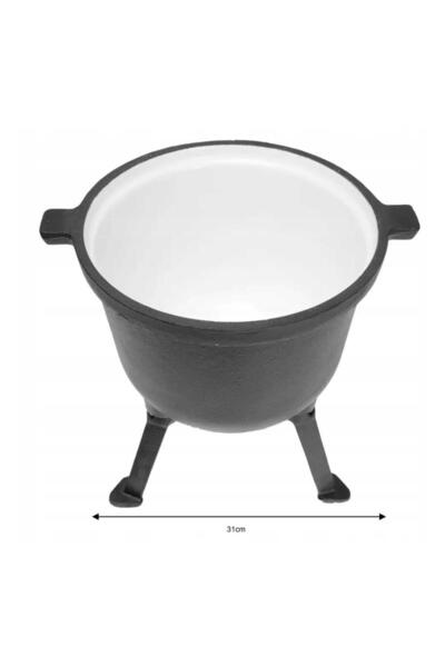 Kinghoff Enameled cast iron cauldron with legs and lid, 7 liters, black,