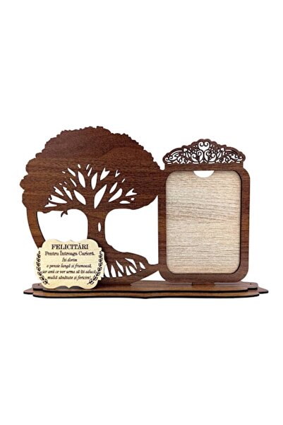 OEM Photo Frame - Heart and Tree of Life with Message for Retirees, Model 2, 30x18 cm, Walnut