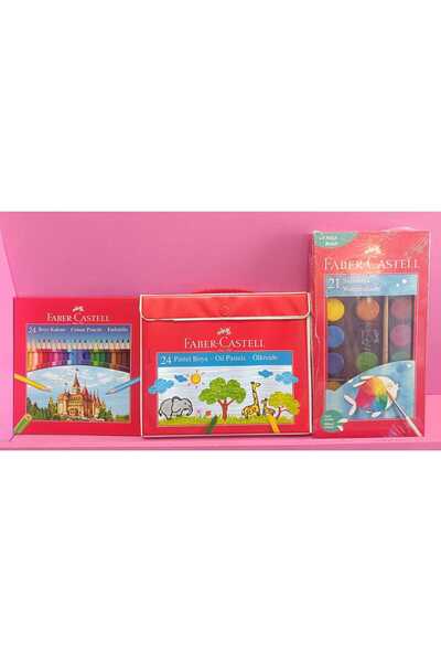 Faber Castel 24'lü Kuru Boya Kalemi , 24 'lü Çantalı Pastel Boya , 21' li Sul...