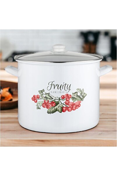 Florentyna Pot with lid, made of shiny enameled stainless steel, white, 14l, 28cm, Kanila, Florina