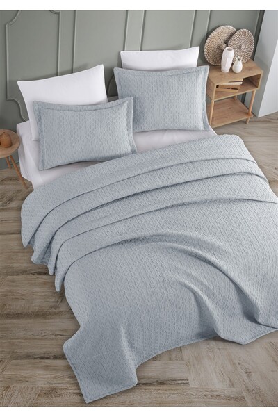 Monolisse Ecipse Jacquard Bedspread Set Double Size Indigo 230X240 cm