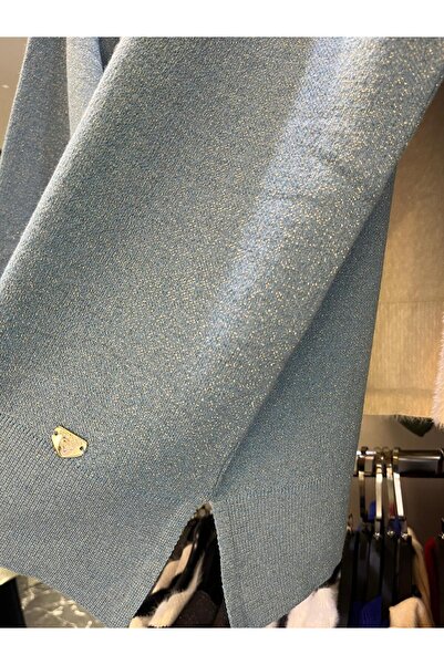 Butik simli triko mavi