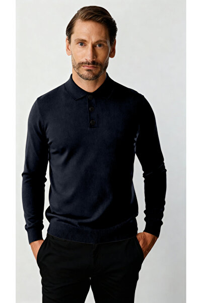 İgs Синій стандартний крій, вузький крій, поло, прямий довгий рукав, віскозний трикотаж
