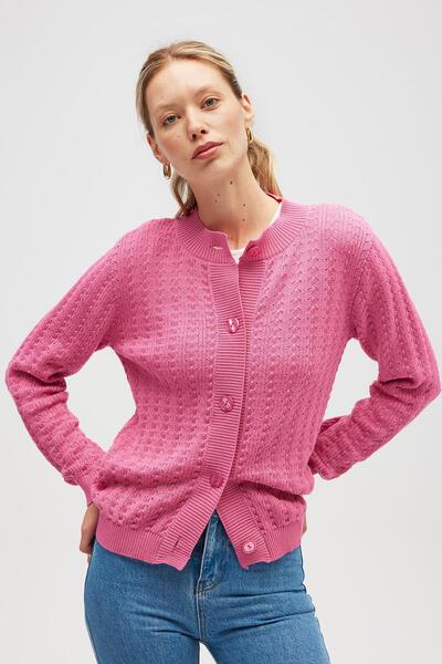 Peraluna Zoey Mini Embossed Knitted Cardigan - Candy Pink