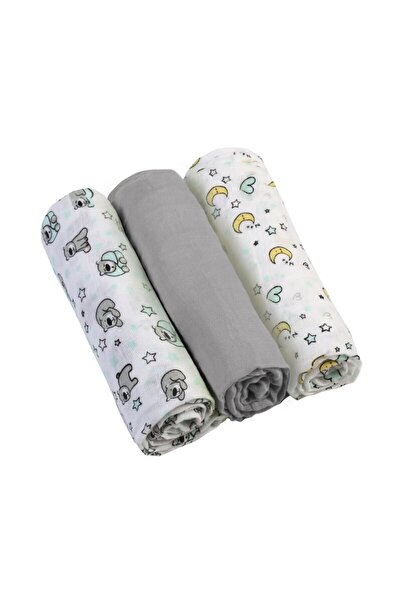 Babyono Set 3 scutece, BabyOno, Din muselina, Multifunctionale, 70 x 70 cm, 0 luni+, Bumbac, Gri