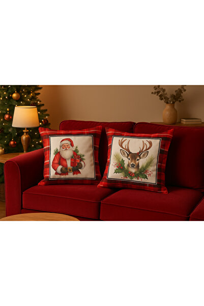 Limon Soft مجموعة من غطاءين لوسائد مخملية مزخرفة بنمط الحلوى لعيد الميلاد - ع...