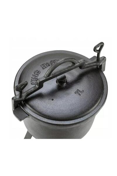 Kinghoff Cast iron cauldron with legs and lid, 7 liters, black,