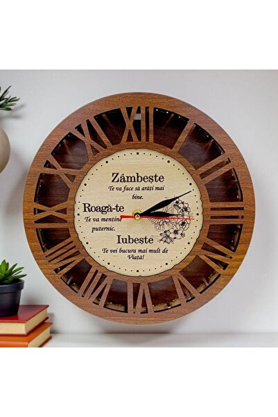 OEM Personalized Wall Clock with Message for Family/Friends, 30cm, Walnut