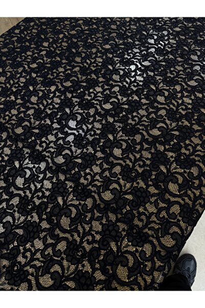 METERİAL Black Classic Motif Lace Fabric – 135 cm Width |   A Piped K – Dressmaking Fabric