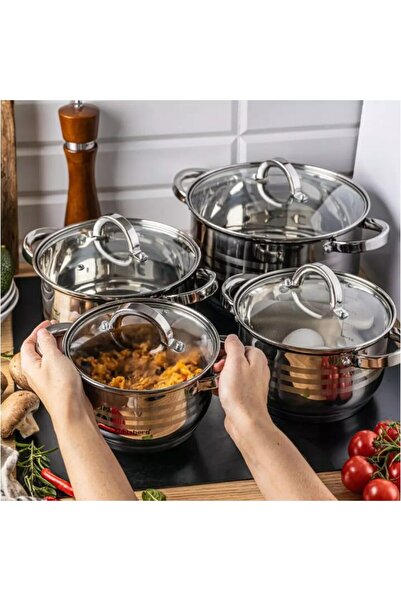 Klausberg Set 4 oale, din inox, cu capac,16/18/20/24cm,