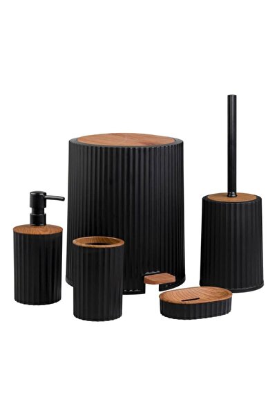 Okyanus Home Set accesorii baie, realizat din plastic, cos gunoi, perie WC, d...