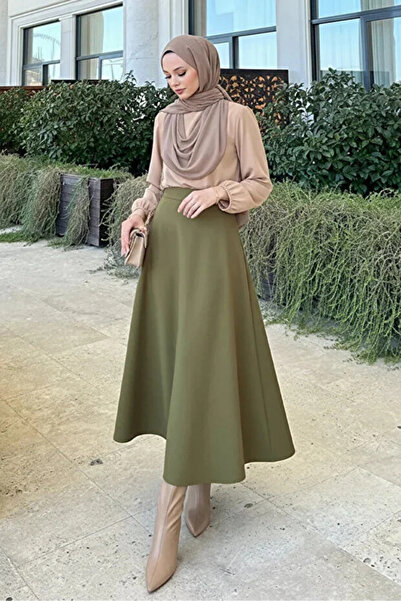 Tesettür Diyarı Fustă Tesettür din țesătură Scuba - Kaki