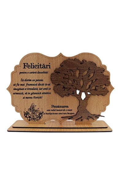 OEM Placă din lemn - Cadou personalizat pentru pensionar – 30x20 cm, cireș