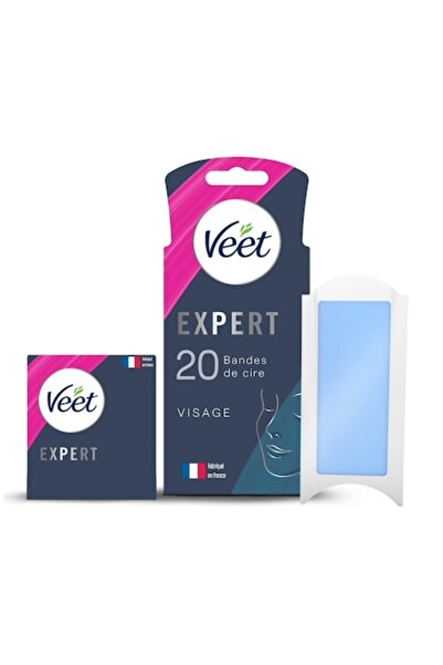 Veet Set of 20 cold wax strips for the face, Expert, with almond oil, for sensitive skin