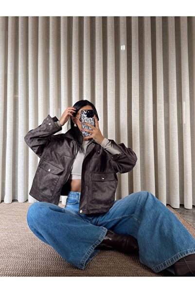 D'RECCY Women's Zippered Leather Suede Jacket