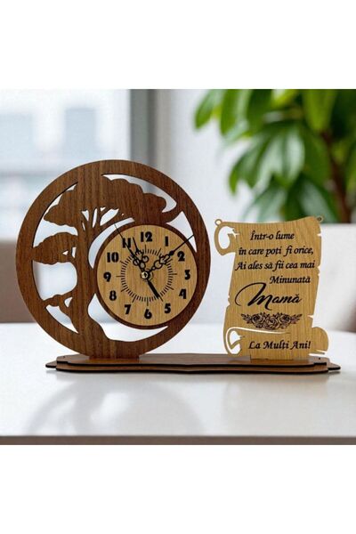 OEM Decorative Wooden Bonsai Clock for Mom "In a world where..." - 30x20 cm, Personalized Gift