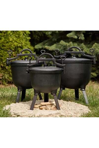 Kinghoff Cast iron cauldron with legs and lid, 10 liters, black,