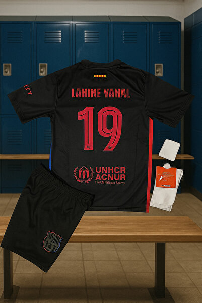 tahaspor 24/25 Sezon Siyah Barcelona. Lamine Yamal Çocuk Futbol Forması 4 Parça