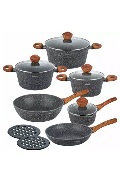 Klausberg Set 6 oale din aluminiu turnat, cu strat marmorat gri, capac sticla...