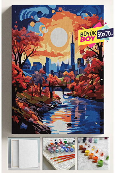 Genel Markalar Sayılarla Boyama Seti Numaralı Tuval Fırça Boya Dahil Kasnaklı...