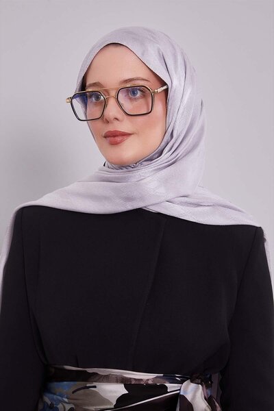 Levidor Gümüş Örgü Desen Jakar Şal