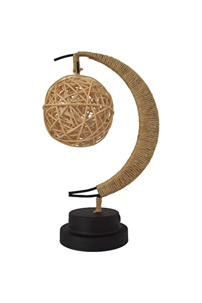 GOLD MARKET Lampă de noapte decorativă semilună cu glob din ratan, LED cald, ...