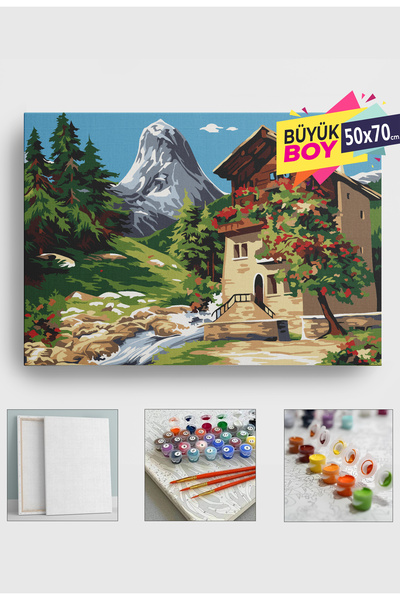 Genel Markalar Sayılarla Boyama Seti Numaralı Tuval Fırça Boya Dahil Kasnaklı...