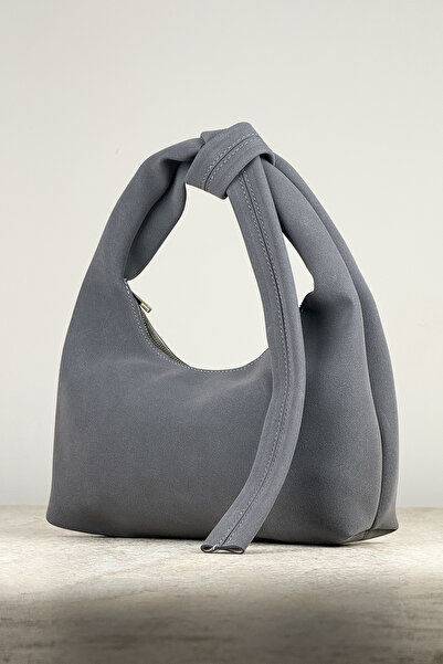 Coo Geantă de umăr Hobo pentru femei, cu textura din piele intoarsa moale, cu detaliu de nod