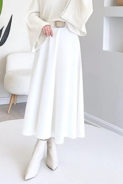 Tesettür Diyarı Fusta Tesettür din material Scuba - Albă
