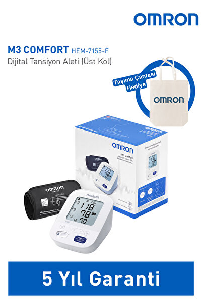 Omron M3 Comfort Kolay Kullanım Üst Koldan Ölçer Pilli Tansiyon Aleti Taşıma Çantası Hediyeli