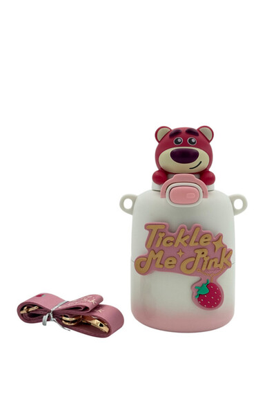 BİNDAWOOD B&D Kids Water Bottle Pink Bear 430ml , Pink & White Color