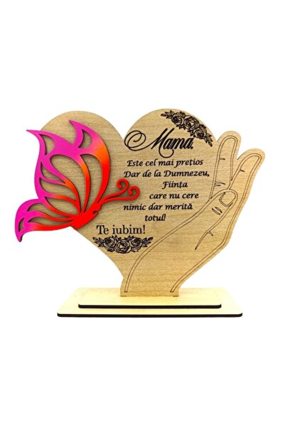 OEM Wooden Butterfly Decoration – Personalized Gift with Message for Mom, Model 3, 23x18 cm