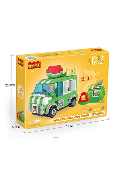 cogo مجموعة مكعبات سيارة البطيخ + متجر 221 قطعة