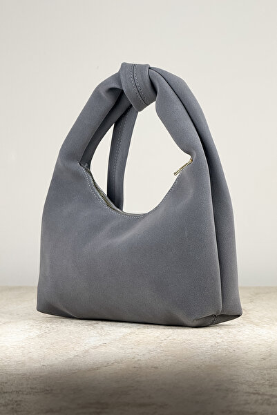 Coo Geantă de umăr Hobo pentru femei, cu textura din piele intoarsa moale, cu detaliu de nod