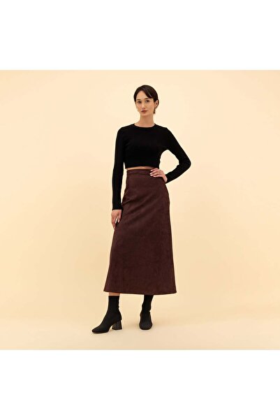 Zinali MAXI SUEDE FLARE SKIRT