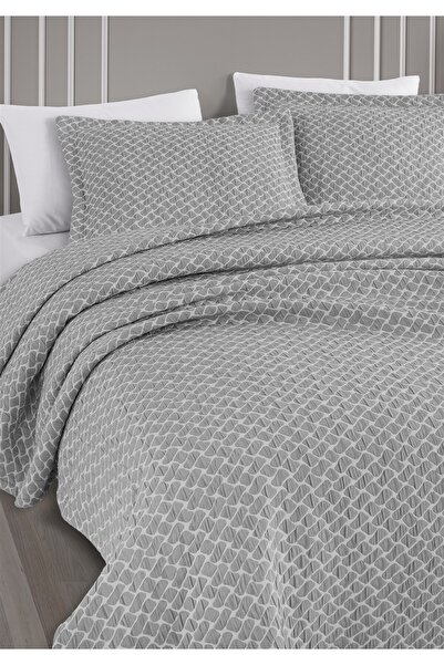 Monolisse Stone Jacquard Bedspread Set Double Size Gray 230X240 cm