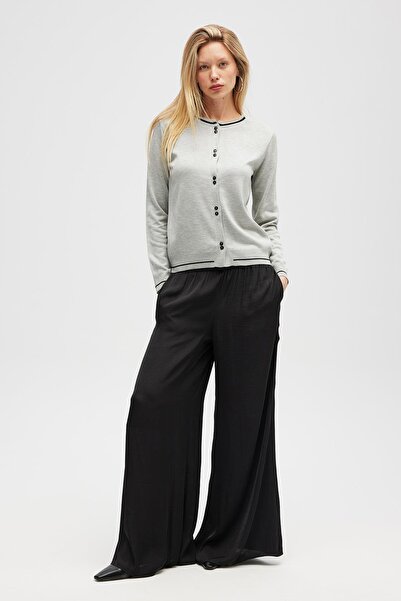 Peraluna Risa Plain Knit, Women's Knitwear Cardigan - Gray Melange