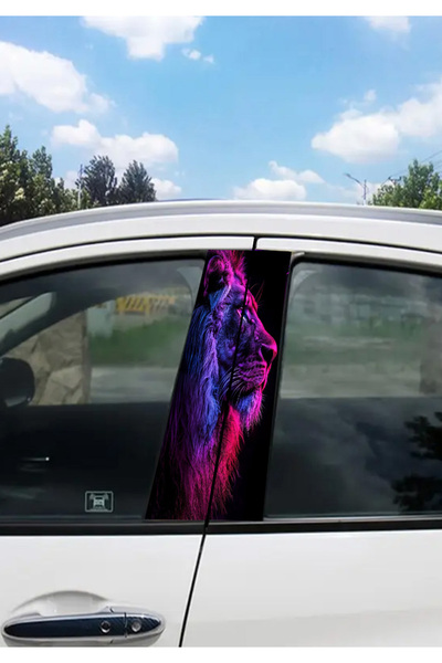 MegaSticker Araba Kapı Direği Kaplama Folyo Sticker Renkli King Aslan 25x50 cm