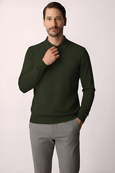 İgs Хакі Стандартний крій Вузький крій Поло-комір Прямий довгий рукав Трикотаж